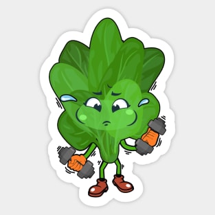 Spinach Working Out Sticker